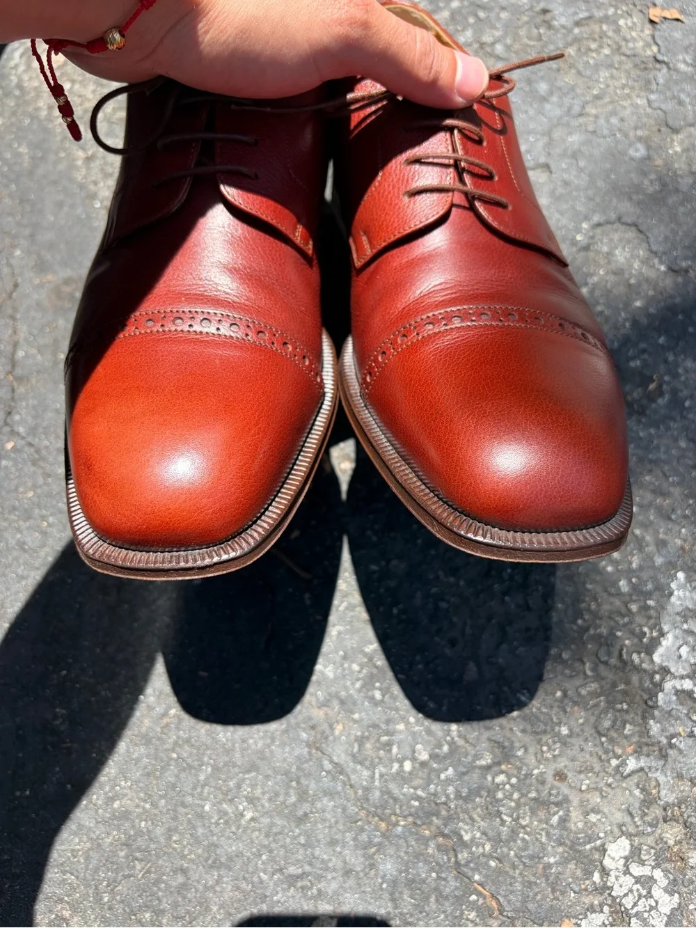 Men's Santoni Classic Cap-Toe Leather Dress Shoes - Brown